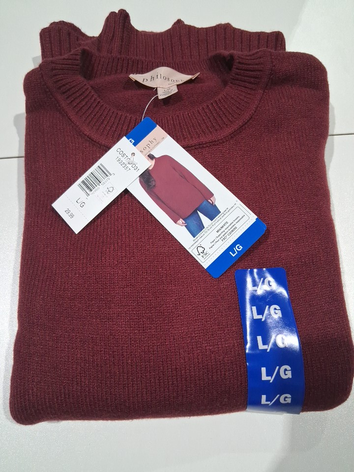 Women's philosophy knit long sleeve sweater - LARGE - Burgundy - (STYLE: 1932357) image 2