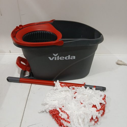 Vileda EasyWring Spin Mop Bucket Floor Cleaning System with Power Mop Head & extendable handle - red/grey (model: 172880/10683010609981/183310) image 3