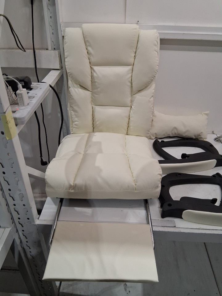 adjustable height ergonomic office chair with foot rest - white/black image 3