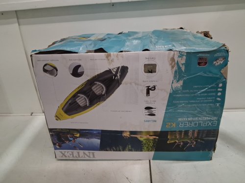 INTEX EXPLORER K2 2-PERSON INFLATABLE KAYAK SET WITH ALUMINUM OARS & PUMP - YELLOW (MODEL: 68307EP) image 2