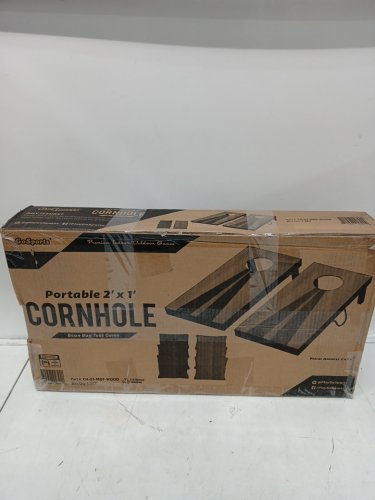 gosports portable size cornhole game set with 6 bean bag - 2ft x 1ft - wood/blue/red (model : CH-03-MDF-WOOD) image 2