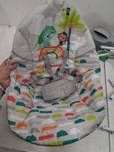 BRIGHT STARTS PLAYFUL PARADISE COMFY PORTABLE 3-POINT HARNESS VIBRATING BOUNCER WITH TOY-BAR - MULTICOLOUR (MODEL:‎13070 ) image 3