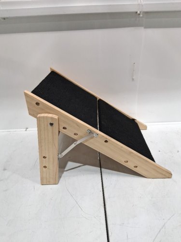 Wotunest 2 in 1 Indoor Pet Ramp, Wooden Folding 2 Tier Pet Stairs with Non Slip Carpeted Steps- 17" x 13.1"-black (model:pet ramp) image 3