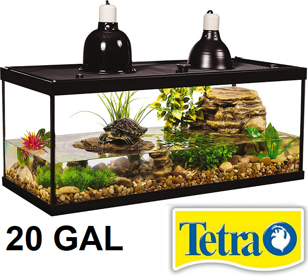 TETRA DELUXE AQUATIC TURTLE KIT WITH FILTER AND HEATING LAMPS - 20 GAL (MODEL: NV33230) image 1