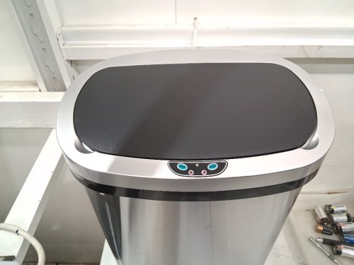 OVAL AUTOMATIC TOUCH FREE TRASH CAN - 13GAL - STAINLESS STEEL (model: tc-1350r-ss) image 4