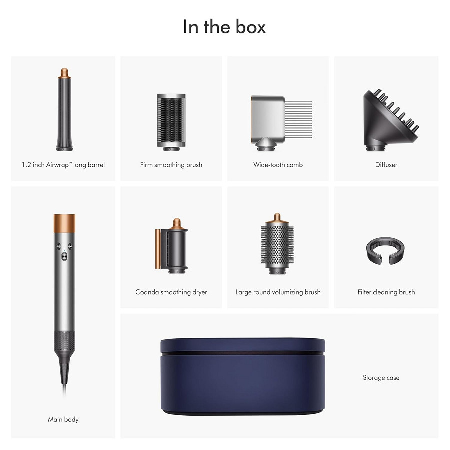 8pc dyson airwrap complete long diffuse multi hair styler with storage case - copper/nickel (model: hs05). image 2
