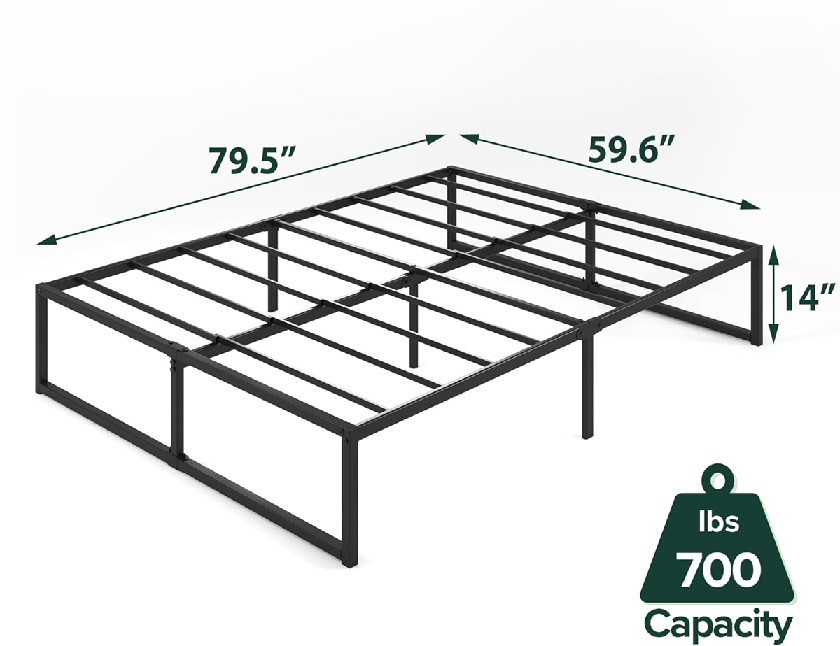 Zinus Lorelai Bed Frame with Steel Slat Support - 14" - Queen - Black (MODEL: OLB-SMPB-14QS/smpb-2) image 2