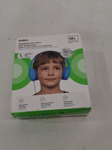 Belkin SOUNDFORM Mini Kids Wireless Headphones with Built in Mic, 30 Hours Playtime, Bluetooth 5.0 or Wired Connection - Blue image 2