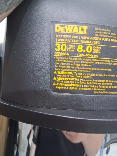 dewalt pro stainless steel wet/dry vacuum - 8gal/30L - 5hp - silver/black (model: dxv08sa) image 5