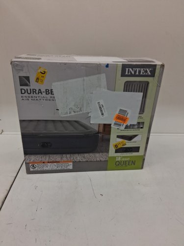 INTEX DURA-BEAM SERIES DELUXE COMFORT PLUSHFIBER-TECH inflatable AIR mattress WITH INTERNAL ELECTRIC PUMP - 18" - QUEEN - grey (MODEL : AP619D/64413ED) image 2