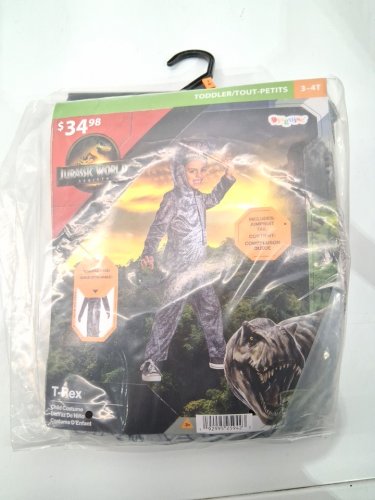 KID'S DISGUISE JURASSIC WORLD T-REX COSTUME - 3-4T - GREY (STYLE: 0805DY01) image 2