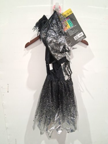 3PC DARK SPARKLE ANGEL COSTUME - LARGE 10/12 - BLACK SILVER image 2