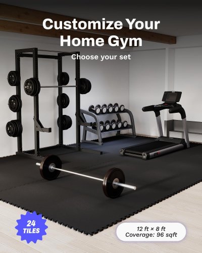 24pk AIRHOP Exercise Equipment Mats with High Density EVA Foam - 0.56" thick - black (model:  ah-gp1-14-bk-24pcs) image 2