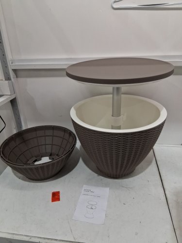 SHAREWIN Portable ratan style Outdoor Ice Cooler patio Table with Drainage Plug - 8 Gallon - grey/white - (model: lc30114017) image 2