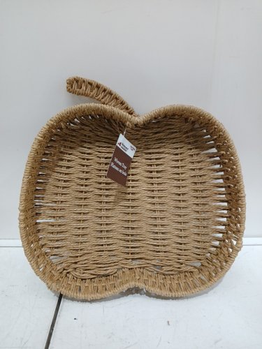 WAY TO CELEBRATE! WOVEN PUMPKIN SHAPED TRAY - 11" - BROWN image 2