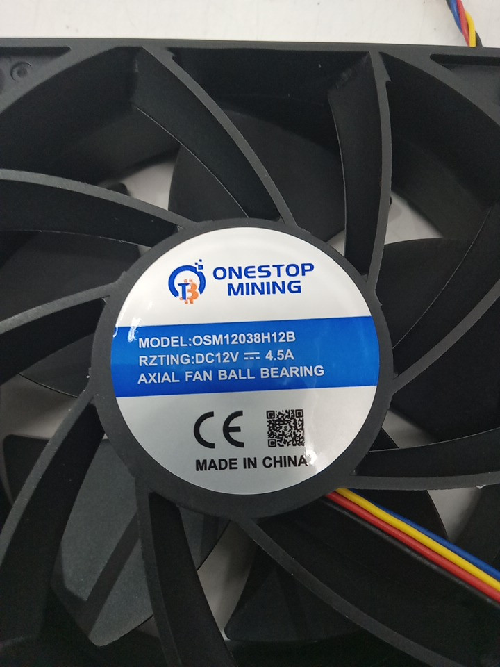 10 onestop mining bitcoin axial  ball bearing fans - Dc12V, 4.5A - black (model: osm12038h12b) image 3