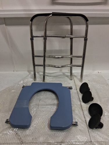 Maitehao adjustable aluminum toilet seat riser - 65" x 27" x 43" - blue/silver image 3