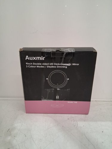 auxmir double sided makeup mirror with 360° rotation & 1x/30x magnification - 9" - silver image 2