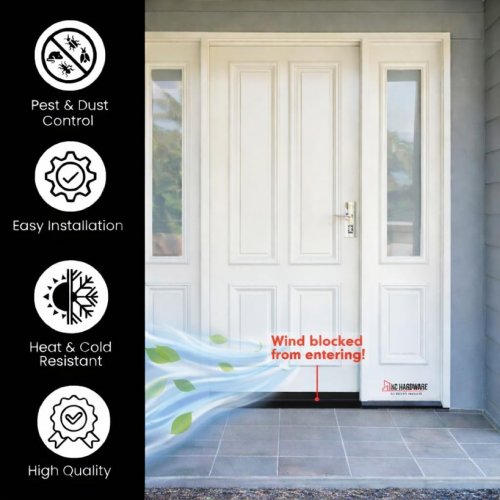 aluminum U shaped vinyl door bottom sweep with door drip cap- 36" L 2.5"W- BLACK (MODEL: Black Bottom Wipe) image 2
