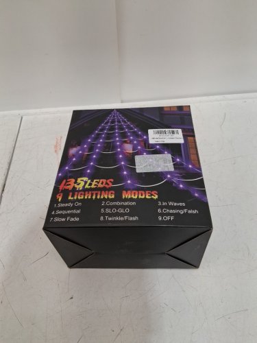 Outdoor Spider Web Lights Halloween Decorations - 135 leds - 16ft - 9 light modes - purple image 2