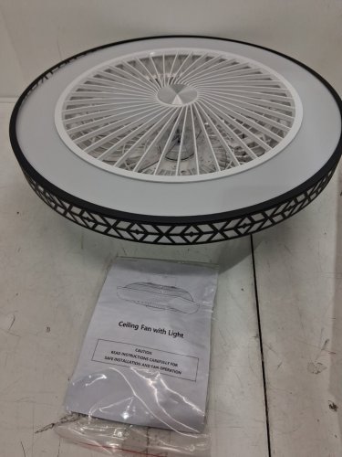 LMISQ Modern Ceiling Fan with dimmable led Lights and remote control - 20" - White/black image 3