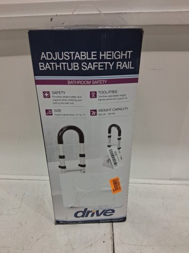 DRIVE MEDICAL ADJUSTABLE HEIGHT & WIDTH BATHTUB SAFETY RAIL - 14.5" - 17" X 3" - 7" - WHITE (MODEL: RTL12036-ADJ) image 2