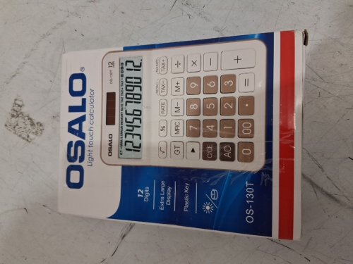 osalo light touch calculator with 12 digits, extra large display, solar and battery operated- light blue (model: os-2135) image 2
