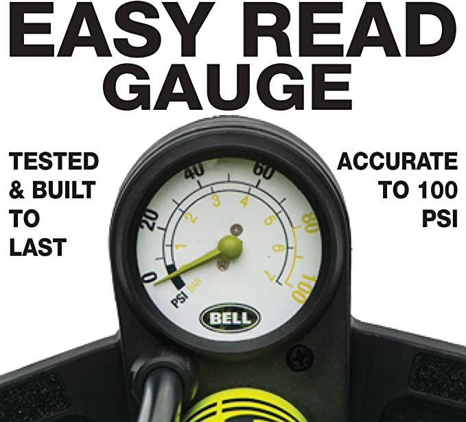 BELL AIR ATTACK 650 HAND PUMP WITH GAUGE & STORAGE HOOK - GREEN/BLACK image 2