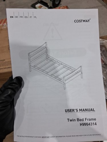 COSTWAY wooden platform bed frame - twin - white (model: hw64314wh) image 6
