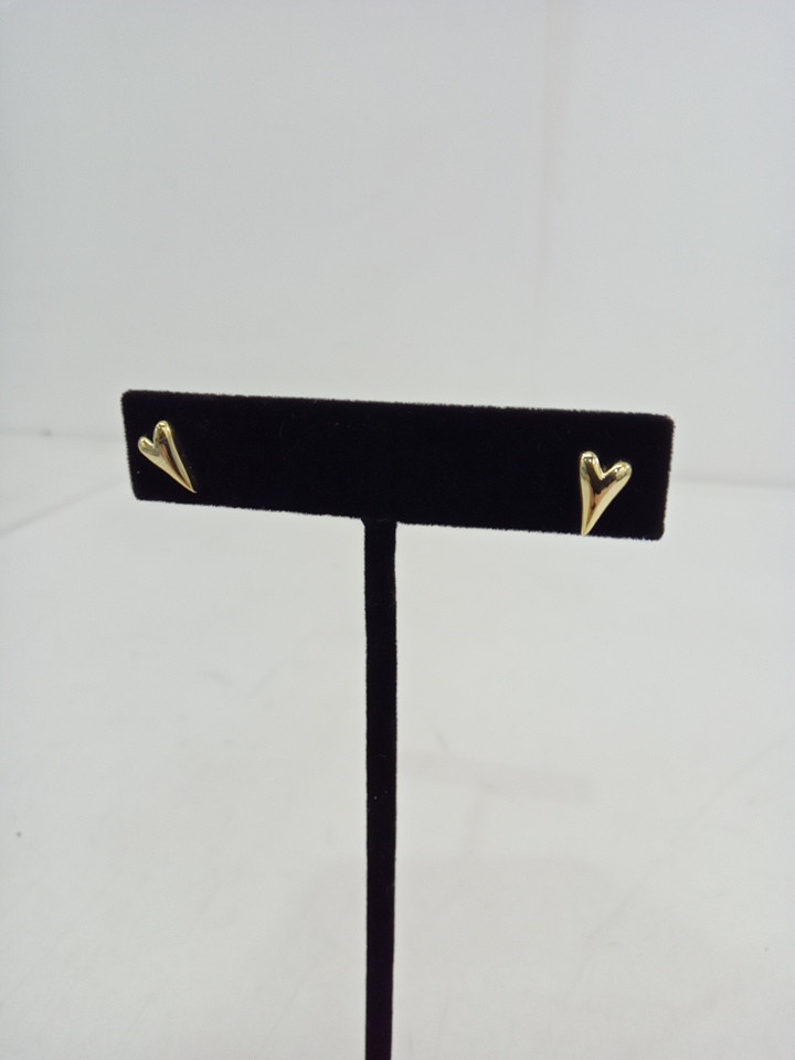 3PR womens unbranded gold heart 925 stud earrings - 8mm - gold plated image 2
