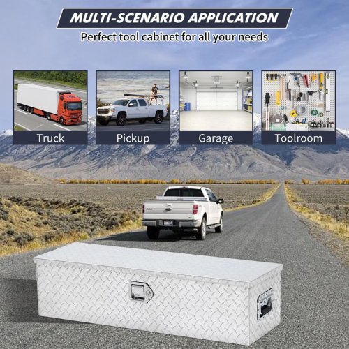 garvee  Heavy Duty Aluminum Sliding Shelf Bed Tool Box - 36" x 15" - silver (model:  pau_0lyh) image 2