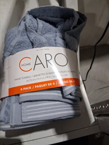 4PK CARO HOME 100% COTTON HAND TOWELS - 18" X 30" - BLUE HERRINGBONE (STYLE: 1945886) image 2