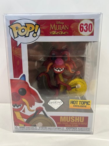 Funko pop! **diamond collection**hot topic exclusive** Disney mulan - mushu vinyl figure (#630) **plastic protector cover** image 3
