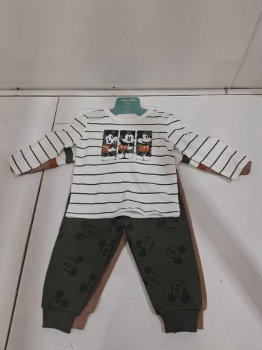 4pc boys Disney mickey mouse clothing set - 18m - green/white/brown image 2