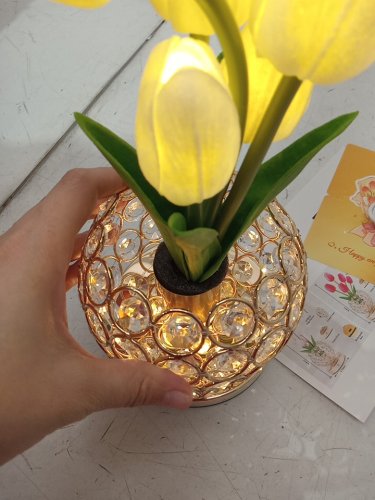ZQPBLED crystal Tulip Table touch Lamp with 3 Colors - 11" - white image 4