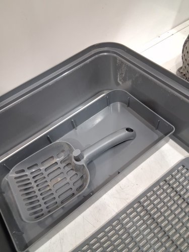 FOCKETY Stainless Steel Cat Litter Box with Lid - STAINLESS STEEL/ORANGE image 6