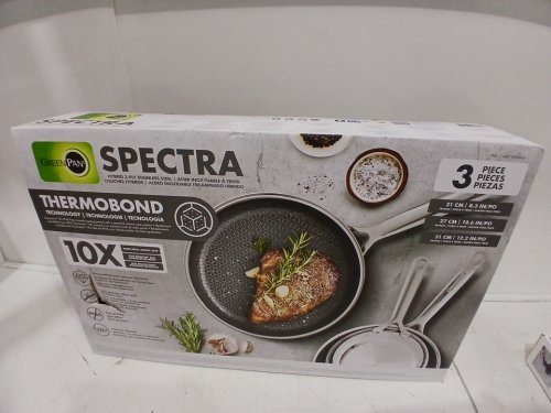 3pc GreenPan Spectra Hybrid Ceramic Non-Stick Skillet set - 8" | 10" | 12" - grey / BLACK (model: 1901845) image 2