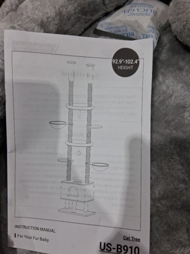 Multi-Level Cat Tree with Scratching Posts, Perches, Hammocks & Cozy Cubby - 92.9"-102.4" - GREY (US-B910) image 7