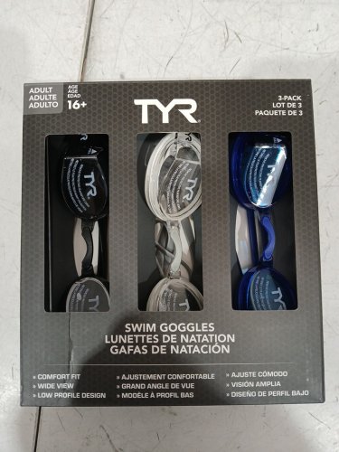 3PK ADULT UNISEX TYR Goggles - 16+ YEARS - GREY/BLACK/BLUE (MODEL:1819571) image 2