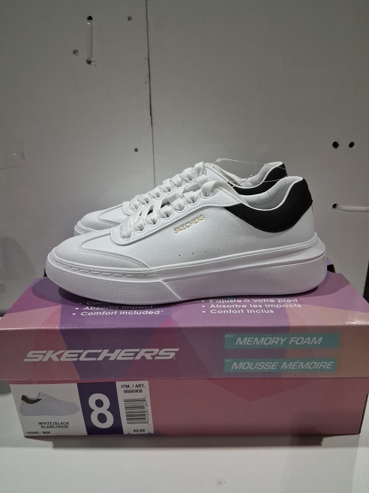 WOMEN'S SKECHERS CORDOVA MEMORY FOAM COMFORT SHOES - SIZE 8 - WHITE/BLACK - (STYLE: 9886008) image 2