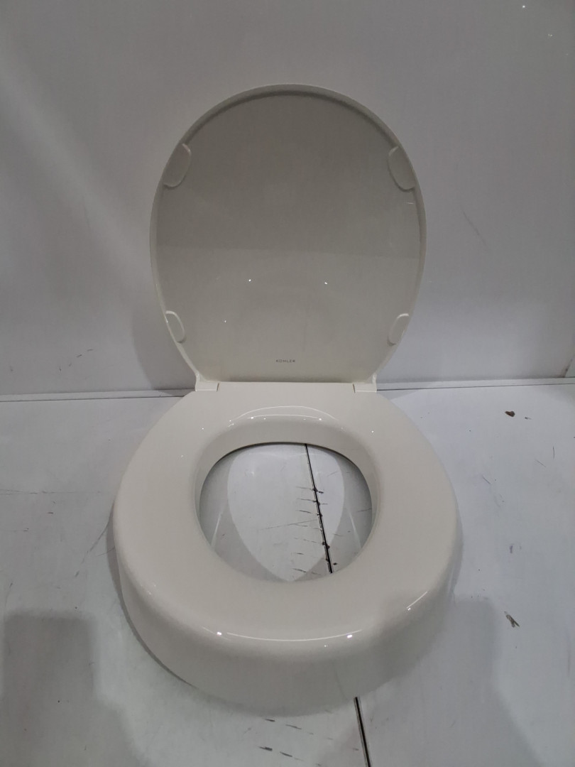 kohler hyten elevated slow-close round toilet seat - 16.75" x 14.8" x 3" - biscuit beige (model: 25876-96) image 6