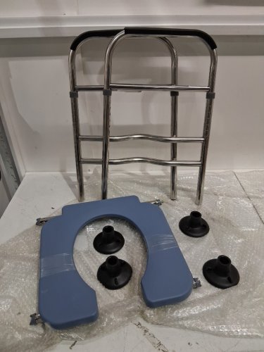 Maitehao adjustable aluminum toilet seat riser - 65" x 27" x 43" - blue/silver image 3