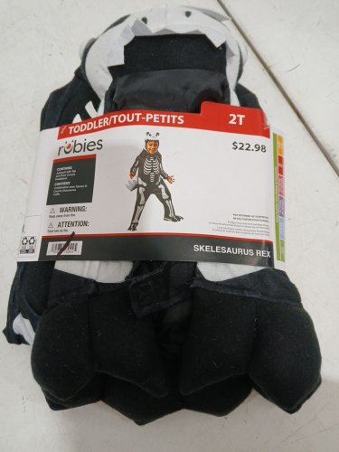 RUBIES TODDLER SKELESAURUS REX SKELETON DINOSAUR COSTUME - 2T - BLACK AND WHITE image 2