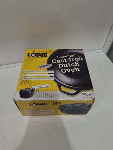 LODGE DUAL HANDLE PRE-SEASONED DUTCH OVEN CAST IRON POT WITH LID, 5QT - BLACK (MODEL: l8dolk) image 2