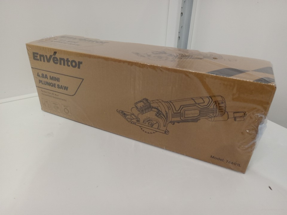 enventor mini corded 3-3/8" circular saw with precise laser guide & 3 ASSORTED 85mm saw blades - 4.8A, 4000RPM - blue (model: 76601L) image 5