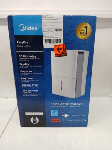 MIDEA ENERGY STAR CERTIFIED DEHUMIDIFIER WITH REUSABLE AIR FILTER AND APP CONTROL - 4,500 SQ.FT - 23.6L - WHITE (MODEL: MAD50C1AWS-A) image 2