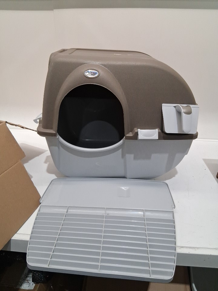 omega paw self-cleaning Roll 'n Clean Cat Litter Box - medium (16.5" x 19.1" x 16.9") - grey (model: NRA15-V5.0) image 3