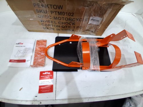 PEAKTOW Heavy Duty Motorcycle Wheel Chock - 180lbMAX - for 15"-21" Wheels - ORANGE / BLACK (MODEL: ptm0102) image 3