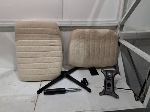 dossmbola armless no wheels office chair with upholstered fabric, wide seat & adjustable height - 34.45" x 19.45" x 25.2" - beige (model: c-7261-bg) image 3