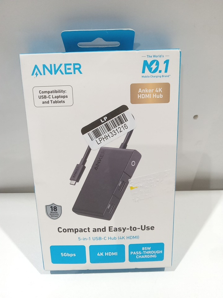 Anker 5-in-1 Compact and easy-to-use usb-c hub for 4k hdmi - 5Gbps/85W - black (model: A8356h11-1) image 3